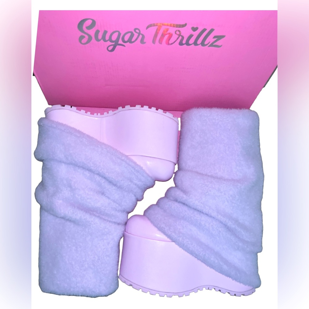 SUGAR THRILLZ Snuggle Wonderland Pink Platform Boots